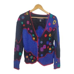 Vintage Cavasbacks Lutton & Horsfield Mohair 80's Cardigan Sweater Size Medium